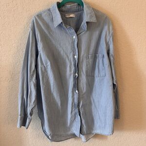 Sonoma Goods For Life 100% Cotton Chambray Button Down Top Size 0x